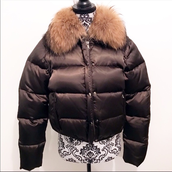 Andrew Marc Jackets & Blazers - Andrew Marc Fur Collar Down Vest Bronze Brown Coat